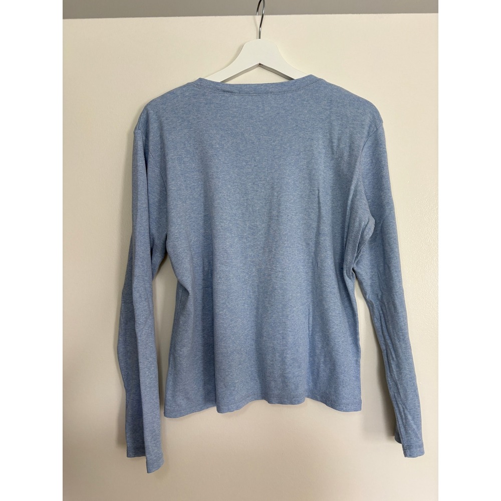 Crazy Horse Long Sleeve T-Shirt Large Blue Heather Liz Claiborne Cotton Tee - Picture 5 of 5